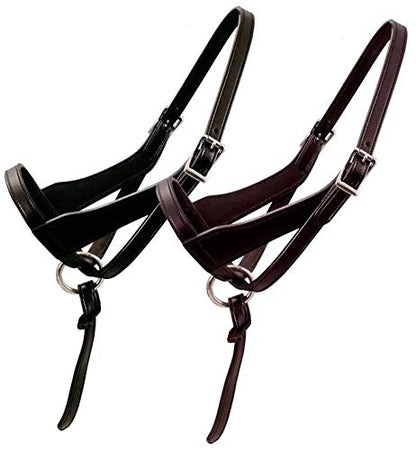 Derby Originals Paris Tack Double Layered Leather Grow with Me Adjustable Horse Foal Halter with Extra Crown Piece - color: Havana Brown