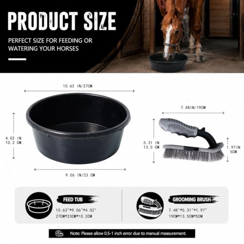 1 Pcs 1 Gallon Rubber Feed Pan with Cleaning Brush for Animals - size: 1 gallon 1PCS