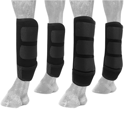 4Pcs Protectores Para Caballos Patas, Horse Leg Wraps Protectores Boots Set for Front Hind Legs Guard Equestrian Trail, Fly Protection Sport Splint, Support Botas Athletic Gears, Neoprene Accessories