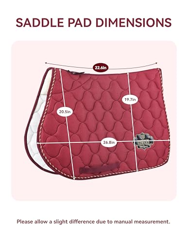 Harrison Howard 3D Air Mesh Saddle Pad for Horses – Breathable Shock-Absorbing All-Purpose English Saddle Pad - color: Burgundy