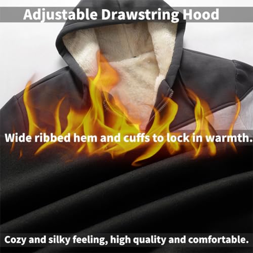 Men's Winter Fleece Thermal Jackets for Men Sherpa Lined Hoodies Warm Thick Jacket Outerwear - color: 995black Dark Grey Black, size: Medium
