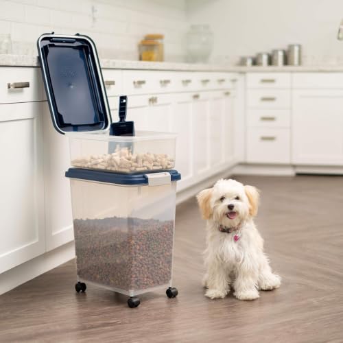 IRIS USA Dog Food Storage Container, Up to 30+11 lbs, Gray/Dark Gray - color: Navy