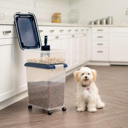 IRIS USA Dog Food Storage Container, Up to 30+11 lbs, Gray/Dark Gray - color: Navy