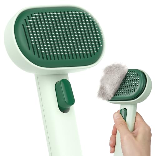 aumuca Cat Brush for Shedding, Cat Brushes for Indoor Cats, Horses Grooming Deshedding Brush for Dog Kitten Horse Massage Removes Loose Fur, Forest Green - color: Forest Green