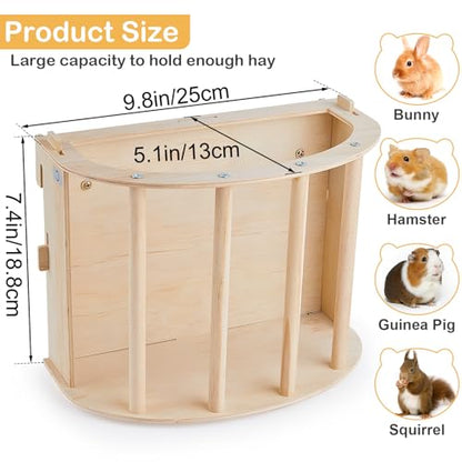 Unicorn Catcher Wooden Guinea Pig Hay Feeder, Large Hanging Rabbit Rack - size: 1 PACK