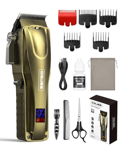 Hair Clippers for Men, Cordless Hair Clipper, LED Display, 7000 RPM - color: Gold