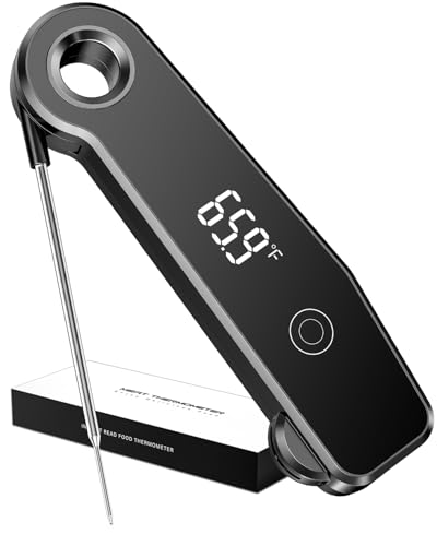 2026 Upgrade Meat Thermometer Digital for Cooking, 0.5s Instant Read Food Thermometer, ±0.5 ℉ Accuracy Kitchen Thermometer, Large LED Display, IP67 Waterproof for Grill, BBQ, Oven, Brewing, Baking - color: Black