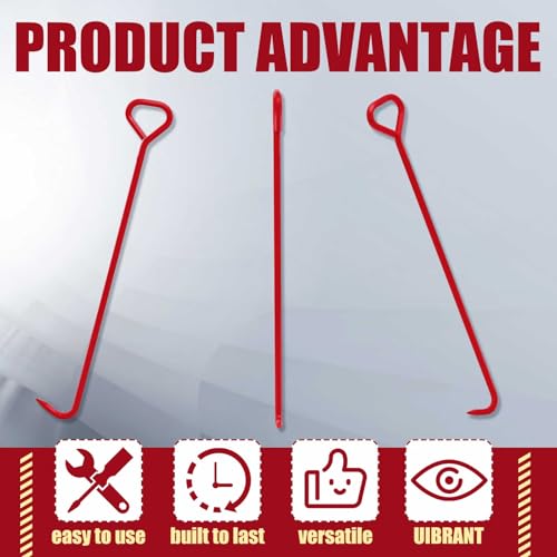 Therwen 1 Pcs Manhole Cover Hook 36 Inch with 5/8" Hex Alloy Steel Rigid Heavy Duty Manhole Cover Lifter with Inline Handle for Lid Puller Moving(Red) - color: Red, size: 36 Inch