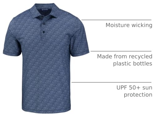Cutter & Buck Pike Eco Pebble Print Stretch Recycled Mens Polo - color: Navy Blue/White, size: Small
