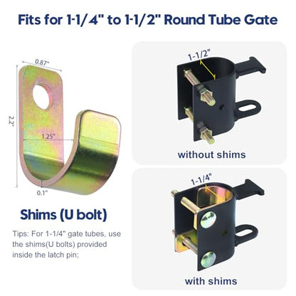 2 Pack Mini Farm Gate Latch for Gates with 1-1/4" to 1-1/2" Tubes - color: 2x S16100700(Small Size Version 3"x 5")
