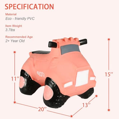 INPANY Kids Bouncy Car Hopper Toys, Toddlers Ride on Car, Gifts Toy for Kid | Eco-Friendly PVC, Low Center Gravity, Cute Cartoon Design, Load 100 Lbs, Learn & Exercise & Active Fun, Gifts for 1-3 Kids - color: Pink Car