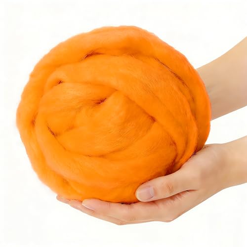 3.4oz Needle Felting Wool Sun Orange for DIY Needle Craft Enthusiasts - color: Sun Orange