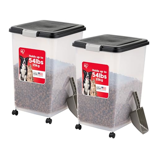 IRIS USA Dog Food Storage Container, 2-Pack, Up to 54 lbs, Black - color: Black, size: 54 lbs - 2 Pack