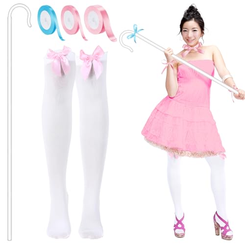 Jiuguva Halloween Costume Accessory Plastic Prop Staff Cane Women's Halloween Shepherd's Crook Costume Set - color: White