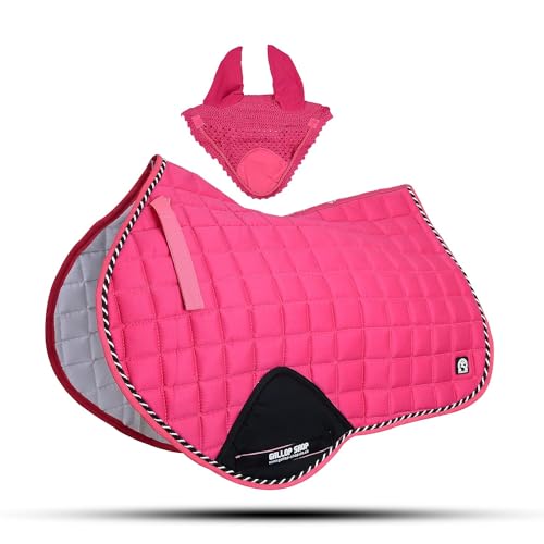 Close Contact Jumping Saddle Cloth Numnah Saddle Pads Free Ear (Ship from USA) - color: Hot Pink, size: Full
