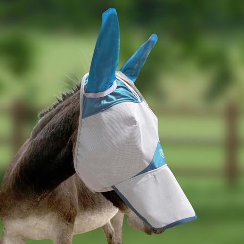 Harrison Howard Mule Donkey Fly Mask Full Face Protection with Nose Cover Sky Blue M - color: Sky Blue, size: Medium