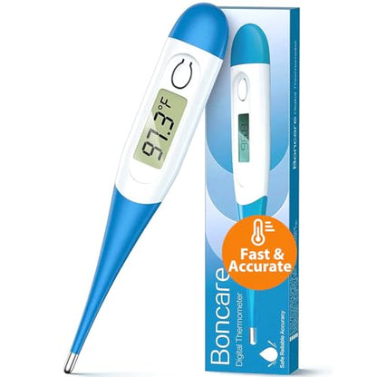 Boncare 10 Seconds Oral Thermometer for Adults and Kids, Light Blue - color: Light blue
