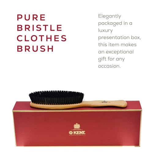 Kent CS1B Clothes Brush, Fabric Lint Remover for Cotton, Wool, Suede and Silk, Pure Black Bristles Handcrafted Two Tone Cherrywood Veneer Remover for Dust, Fluff and pet Hair. Made in England - style: CS1B