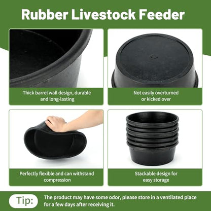 6Pcs Rubber Feed Pan, 1 Gallon Horse Feeder Pan, Chicken Dust Bath - color: Black-4Quart, size: 6PCS