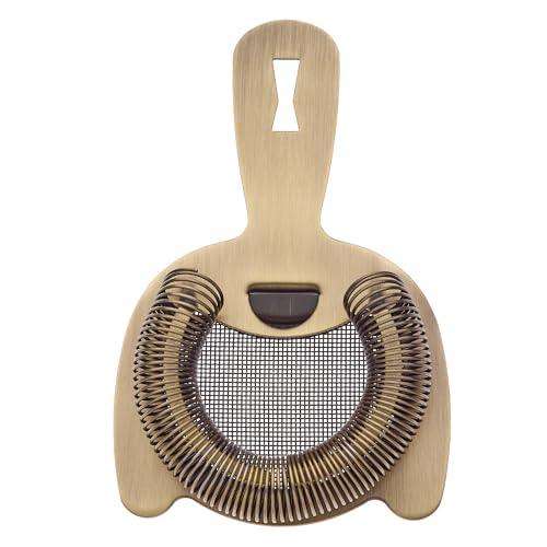 Barfly Fine Mesh Spring Strainer, Antique Gold - color: Antique Gold
