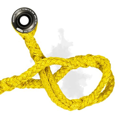 Pelican Rope 1/2" - 6 FT - Adjustable Rigging Block Sling with Aluminum Rings - 13,500 LBS MBS / 2,700 LBS WLL, 12 Strand, Polyester, Arborist Sling, Tree Climbing Gear - Single-Head, Yellow - style: Single-Head | 1/2" - 6 FT