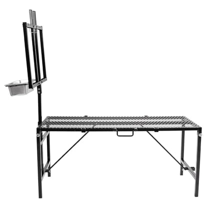 600LBS Milking Stand for Goat, Adjustable Sheep Rack with Feeder, Metal Livestock Milk Stand Fit for Shearing, Hoof Trimming, Animal Examinel Examination, Stainless Steel (Black) - color: Black