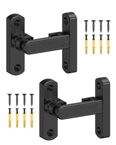 Adjustable Barn Door Locks, 90/180 Degree Gate Latch, Black-2 Pcs - color: Black-2 Pcs