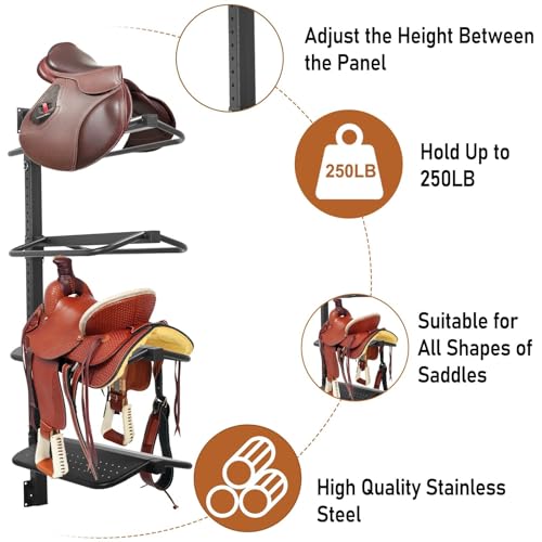 Sidasu Saddle Rack Wall Mount 4 Tier, Heavy Duty Horse Tack Storage
