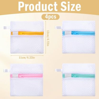 4 PCS Laundry Pod Anti-Sticking Bag, Small Mesh Laundry Bags for Delicates Mini Durable Washing Machine Laundrys Pods Dissolution Protection Foldable Wash Pouch Storage Bag for Pods Scented Beads