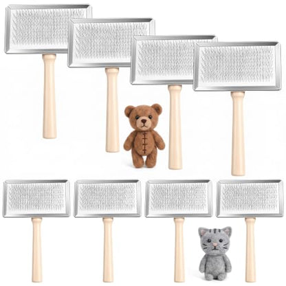 Ubamdom 8 Pcs Needle Felting Wool Carders, Large Hand Carders for Wool, Needle Felting Carding Tool Set with Large & Medium Wooden Brushes for Blending, Pet Grooming, Craft Projects