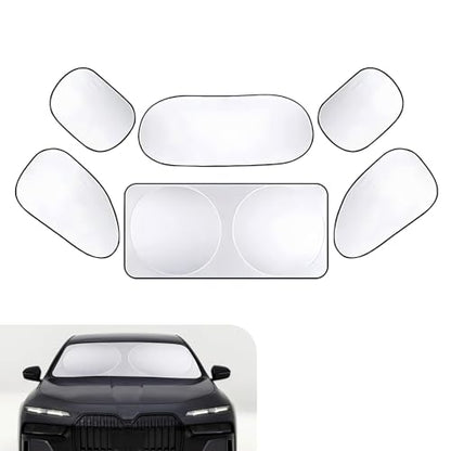 6 PCS Windshield Sun Shade, Privacy Protection Sunscreen Heat Window Cover, Automobile Protective Kit, Universal for Most Cars, Trucks and Vans (Silver)