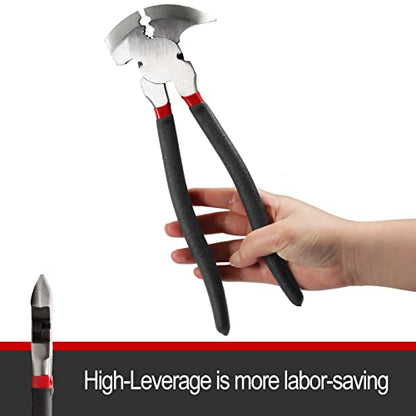 Multi Purpose Fencing Pliers with 2 Wire Cutters Nail Pullers for Installing Maintaining Repairing Wire Fences - style: Fencing Pliers with Hammer End