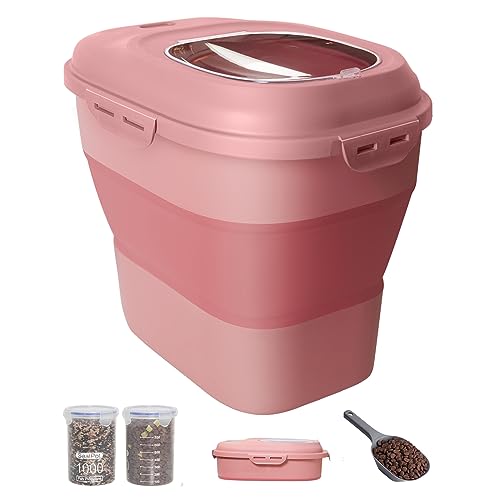 30-35Lbs Airtight Dog Food Storage Container,Collapsible Dog Food Container - color: Pink