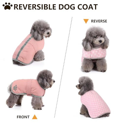 Queenmore Dog Winter Coat, Fleece Puffer Dog Down Vest, Samll Dogs Coat - color: Light Pink, size: Small