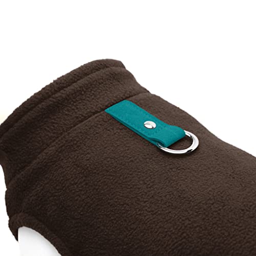 Gooby Fleece Vest Dog Sweater, Brown/Turquoise, Medium - color: Brown-Turquoise, size: Medium (Around 11-lb)