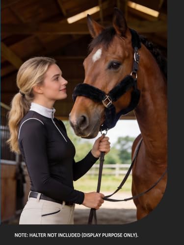 Harrison Howard Fleece Halter Covers for Horses, Set of 9, Prevent Hair Loss Pressure Marks, Padded Horse Halter Fleece Set Black - color: Black