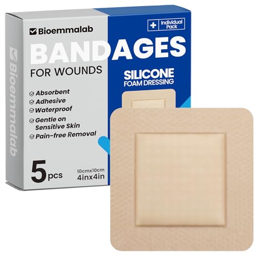 Large Waterproof Bandages 4X4 Silicone Foam Dressing Sensitive Skin, 5 PCS - style: 4"x4"(5PCS)