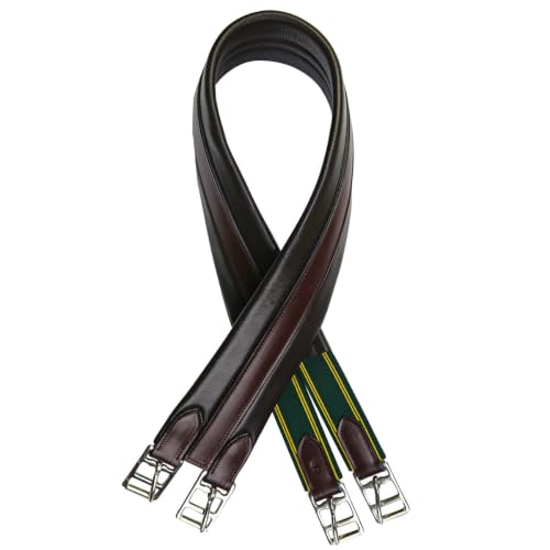 Country Pride Reserve English Long Leather Girth, Premium Leather with Elastic End, Adjustable 40 to 54 Inches, Durable Hardware, Comfortable Secure Fit for Riding and Competition - size: 50"