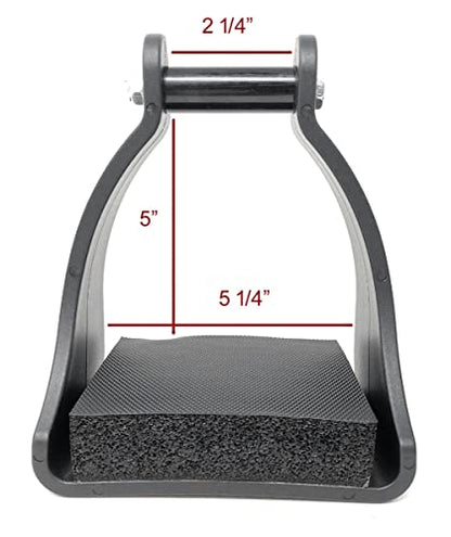 AJ Tack Polymer Trail Stirrups, Black, Shock-Absorbing Cushioned Foot Pads, 4 Neck Sizes, Lightweight, Western and English, Trail and Endurance Riding | All-Day Comfort with Shock-Absorbing Pads, Helps Reduce Rider Fatigue, Lightweight & Durable, Black