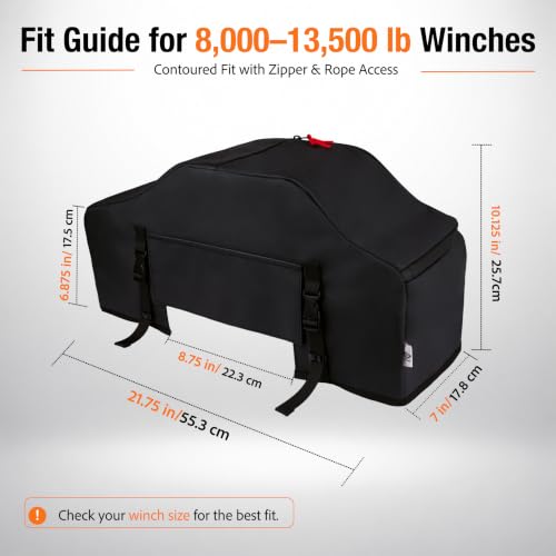 Eudora Waterproof Winch Cover with Zipper for 8000-13500 lb Electric Winch