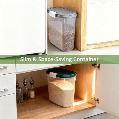Rice Storage Container 15-20 Lbs, Tall Flour Bin Container with Scoop, Cup - color: Gray White