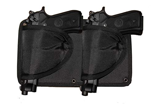 Double Holster Gun Holder - Safely Mount a Handgun Almost Anywhere -Sets of Screws Included for mounting on Surfaces of Metal, Wooden, Concrete- Holds Nearly Any Size Pistols