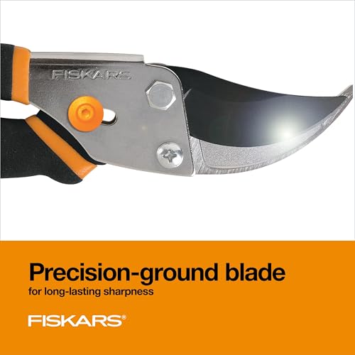 Fiskars Bypass Pruning Shears, 5/8" Cut Capacity Garden Clippers | Self-Cleaning Sap Groove Prevents Sticking, Non-Slip Grip for Cutting Stems & Branches, Steel Blades w/ Low-Friction Coating - style: Bypass Pruner
