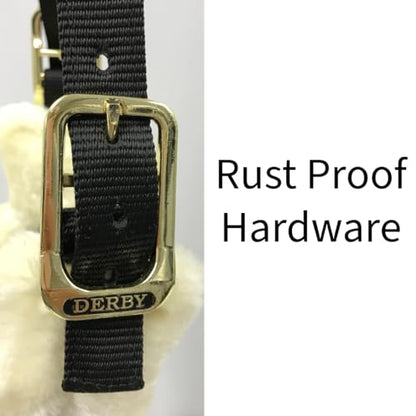 Derby Originals Comfortable Super Soft Padded Faux Mink Horse Black Nylon Halters with Throat Snap for Easy Removal, Daily Use, and 1-Year Warranty