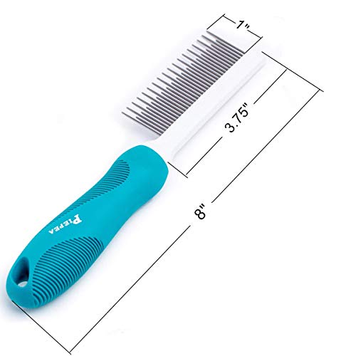 Pet Comb, Long & Short Stainless Steel Teeth Grooming Comb for Dogs & Cats