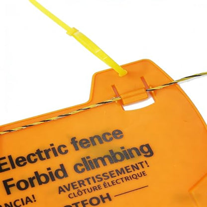 High Voltage Warning Sign, 5-Pack - Double-Sided Electric Fence Signs with Zip Ties, 8.8x5.7" Yellow Plastic Danger Signs for Farm, Ranch, Agricultural & Residential Property Safety