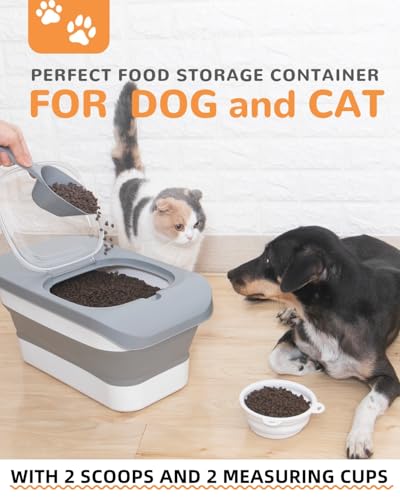 10-26Lbs Airtight Dog Food Container 2Pcs,Collapsible Pet Food Storage - color: Light Grey-2/10-26 Lbs