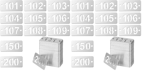 Hicarer 100 Pcs Stainless Steel Numbered Tags 101-200 Rectangle Metal Number ID Key Tags for Gym Locker, Hotel, Dormitory, Key Management (Pack of 2) - size: 1.57 x 0.79 inches (Pack of 2), style: 101-200, Rectangle