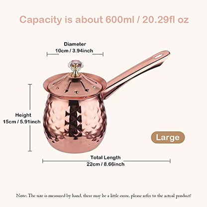 20 Oz / 600 Ml Stainless Steel Turkish Greek Arabic Coffee Pot, Stainless Steel Stovetop Coffee Maker with Lid and Handle, Espresso Maker, Milk & Butter Warmer, Rose Gold - color: Rose Gold, size: 20.3 Ounces