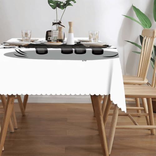 Cartoon Black White Sheep Tablecloth Rectangular for Home Decor, Washable Table Cover for Restaurant, Stain Reusable Table Cloth for Weddings, Dinners, Kitchen, Party 55"x70"
